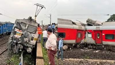 howrah mumbai mail accident  हावड़ा मुंबई मेल मालगाड़ी से टकराइल  20 गो कोच क्षतिग्रस्त  2 के मौत आ कई गो घायल