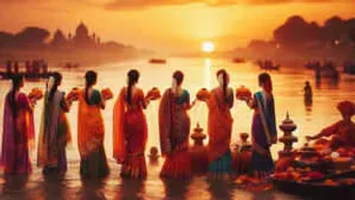 chhath puja  देशभर में छठ महापर्व के धूम  श्रद्धालु लो उगत सूर्य के दिहले अर्घ्य