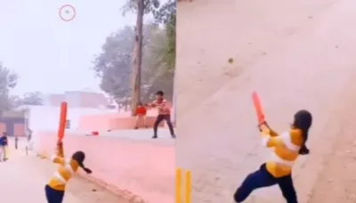 viral video  लइकी गली क्रिकेट में लगइलस शानदार शॉट  लोग लो sachin tendulkar से कइले तुलना