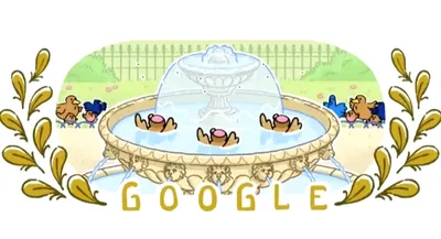 olympic games paris 2024  google बनवलस पानी में तैराकी वाला doodle  swimming बा आज के थीम