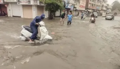 गुजरात के कईगो जिला में तेज बरखा के रेड अलर्ट