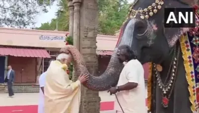 पीएम मोदी श्री रंगनाथस्वामी मंदिर में क‌इले दर्शन  हाथी से लिहले आशीर्वाद आ सुनला कंबा रामायण