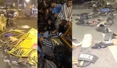 टीम इंडिया के विक्ट्री परेड में दर्जन फैन्स भइले घायल  सांस लेले में तकलीफ  सड़क पs बिखरल जूता चप्पल